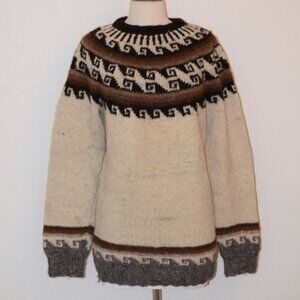 Vintage Alpaca Wool Fair Isle Greek Key Sweater